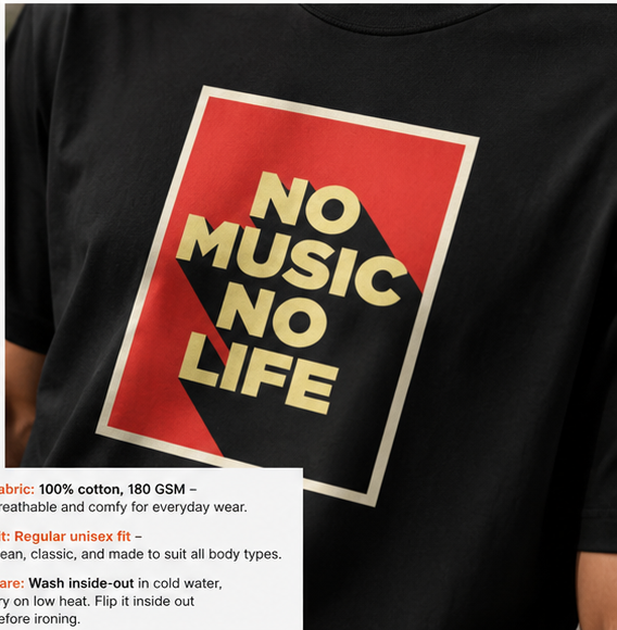 No Music No Life  T-Shirt